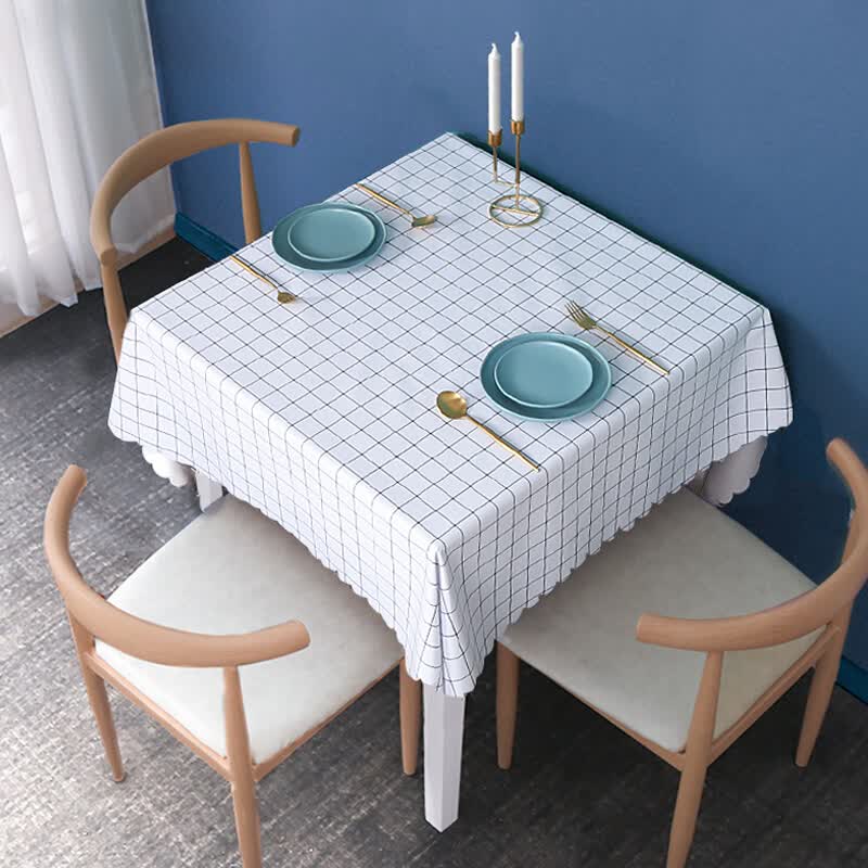 桌布防水防油免洗正方形餐桌布布艺家用北欧风格桌子方桌台布 白色中