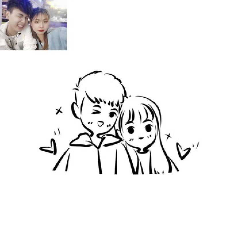 画画真人照片转漫画动漫卡通简笔情侣图案设计定制 黑白单人简笔头像