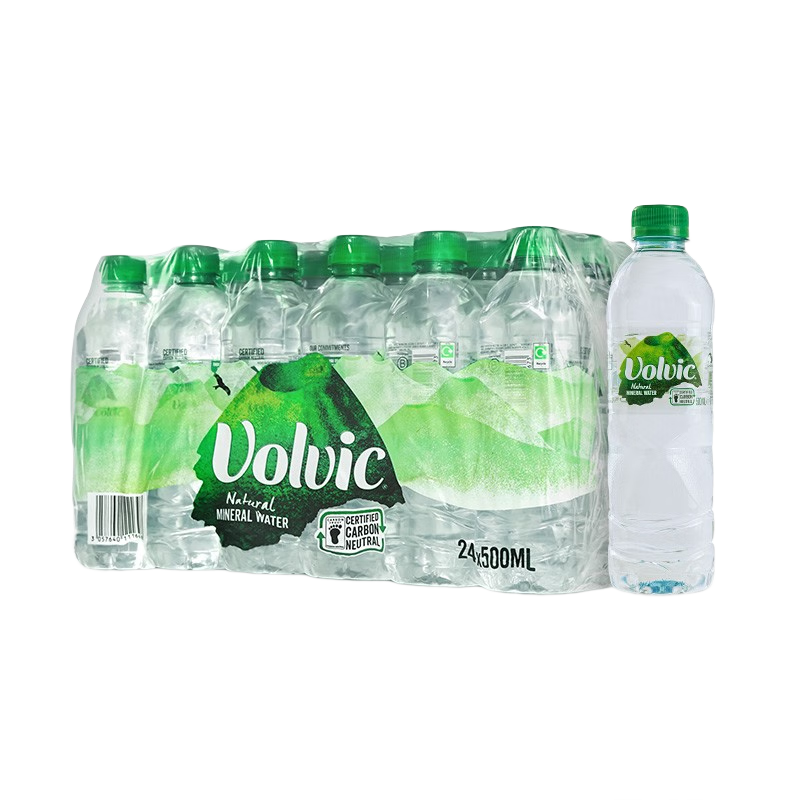 富維克(VOLVIC) 法國進口天然礦泉水火山巖飲用水塑料瓶裝水 500mlx24瓶整箱