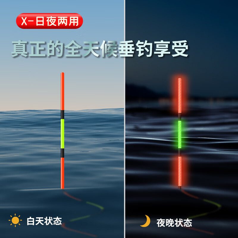 民间艺人鲢鳙鱼漂大物夜光漂日夜两用夜光漂大物浮漂青鱼草鱼高亮尾电子漂 x01-5漂长54吃铅~9.5克
