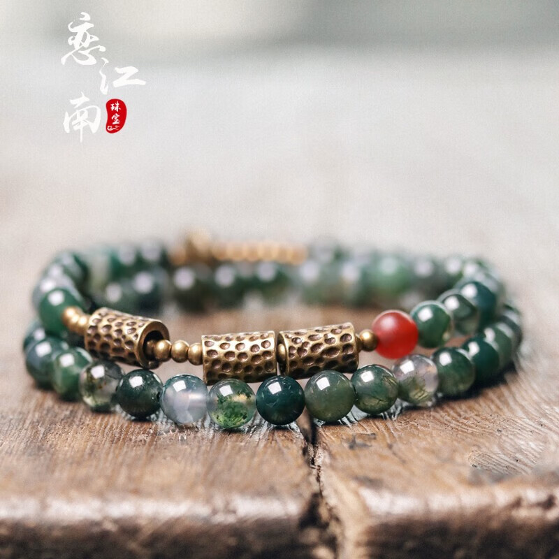 仙来阁 原创设计水草玛瑙珠子手链双圈民族风文艺手串特色饰品女 女15