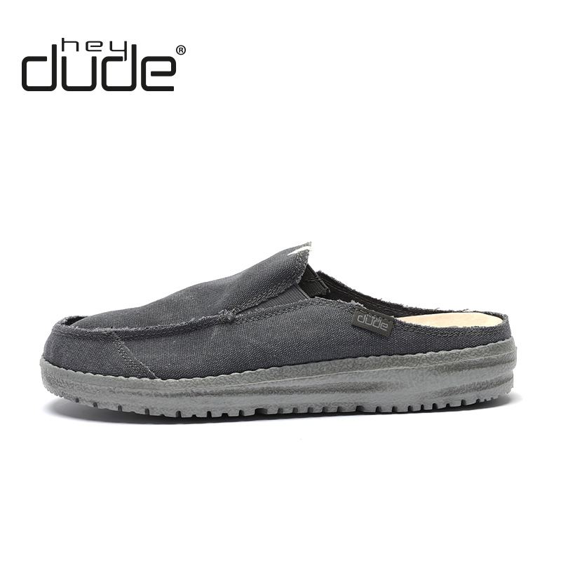hey dude春夏款男鞋一脚蹬包头懒人轻质舒适透气拖鞋11175 深灰色