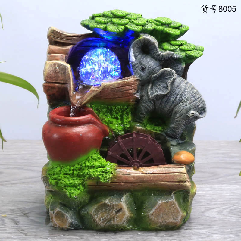 雏苞创意迷你桌面小摆件小喷泉水车流水景观装饰品商务节庆礼品 欧规 15*10*20cm