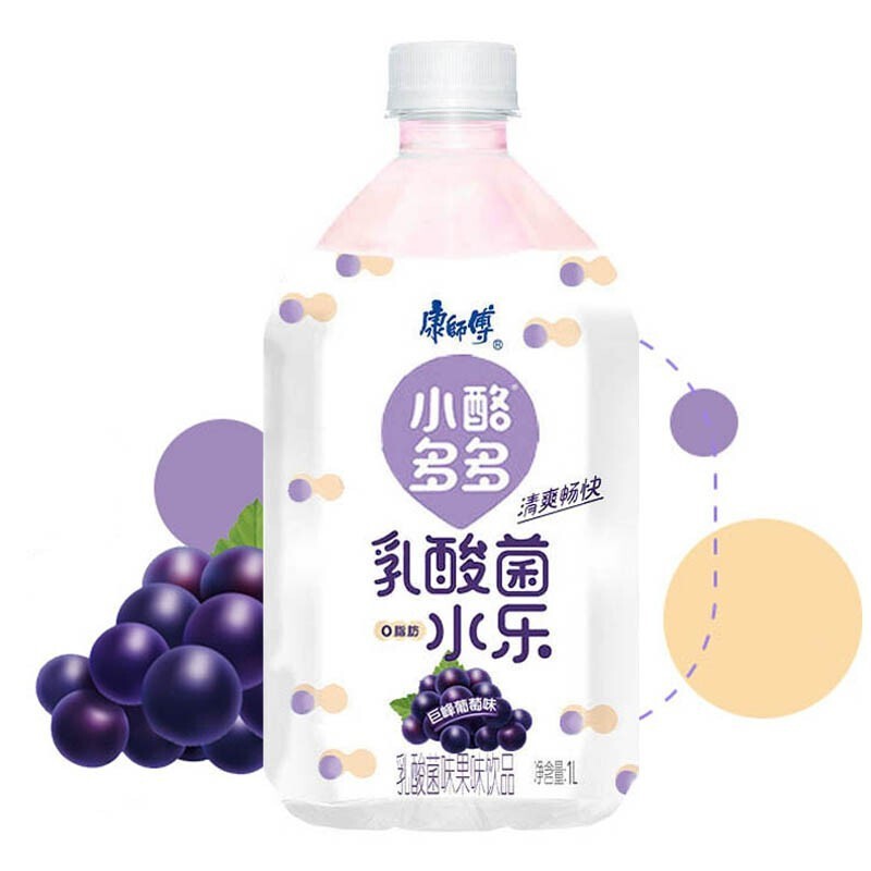 菌水乐风味酸奶味饮料1l*瓶装大瓶装饮料 小酪多多巨峰葡萄味1l*12瓶