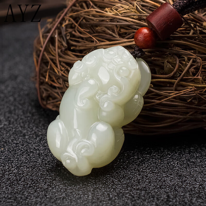 ayz新疆和田玉貔貅吊坠男女款皮丘情侣吉祥如意貔貅玉坠转运饰品 男款