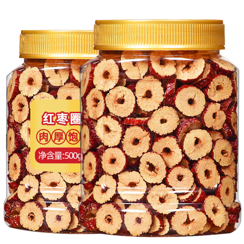 松川良品 红枣圈蜜饯果干无核新疆红枣片干若香脆 泡茶水枸杞食品1斤罐装