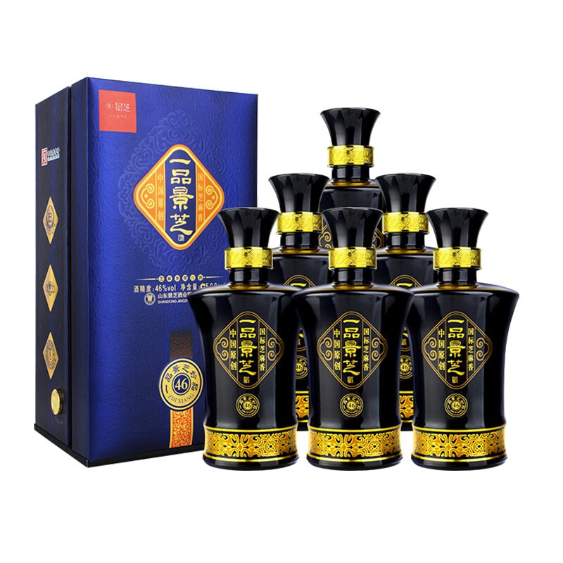 景芝46度芝麻香型白酒一品景芝妙品 500ml*6瓶整箱装 山东春节送礼酱