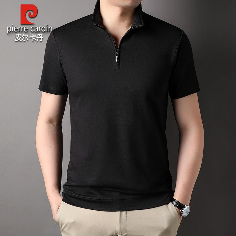皮尔卡丹(pierre cardin)品牌半拉链立领t恤男款短袖polo.