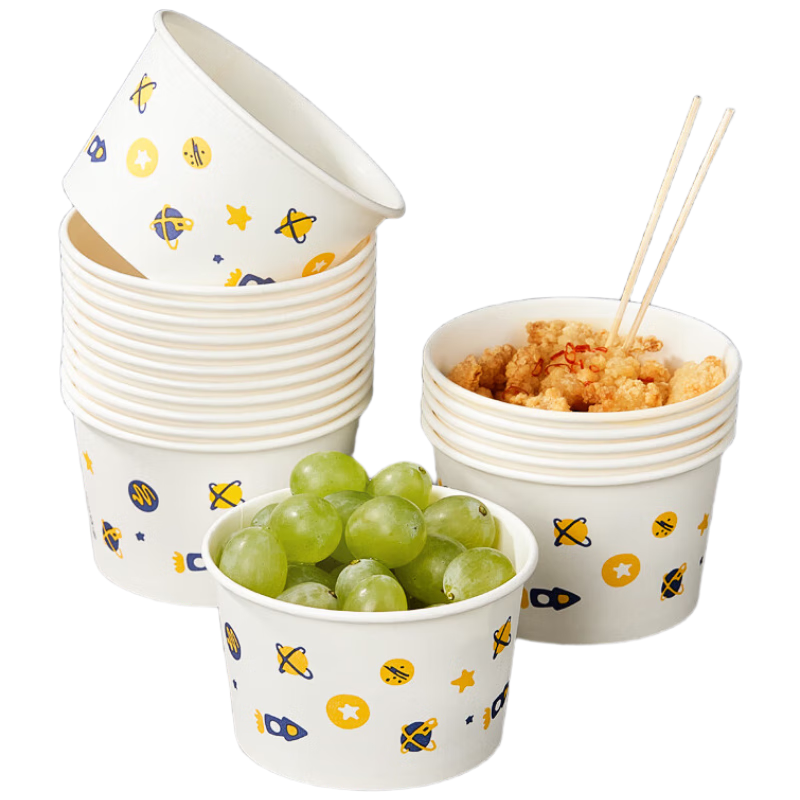 SHUANG YU一次性碗加厚纸碗475ml*40只食品级饭盒野餐盒汤碗打包盒