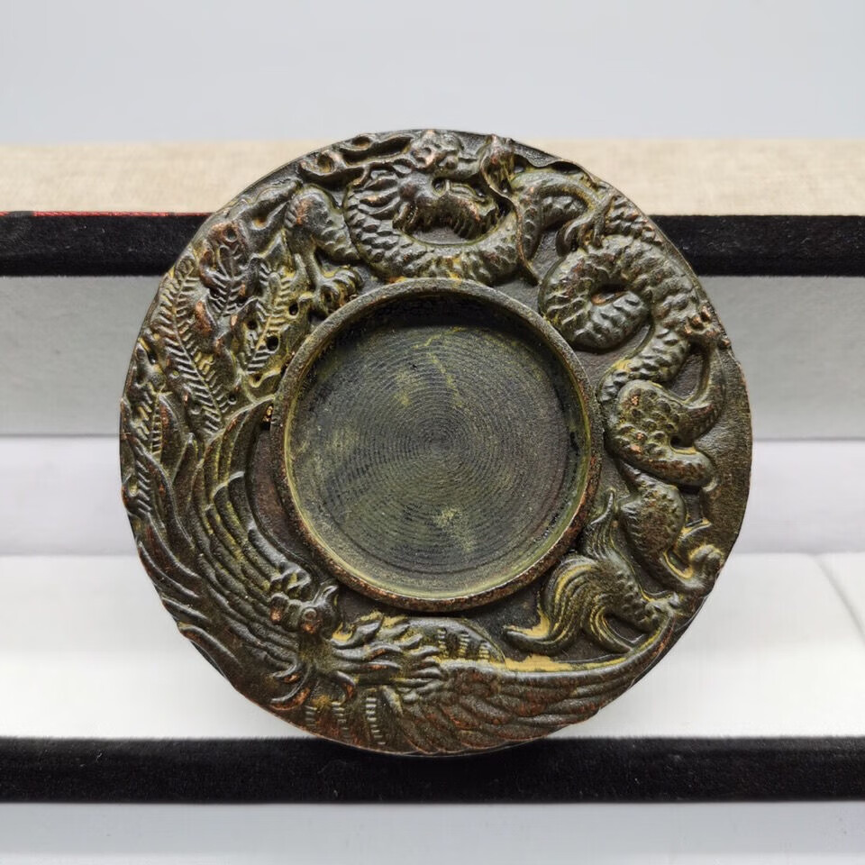 神至文房四宝 古玩铜器收藏,铜砚台龙凤砚台墨宝用具sn4326