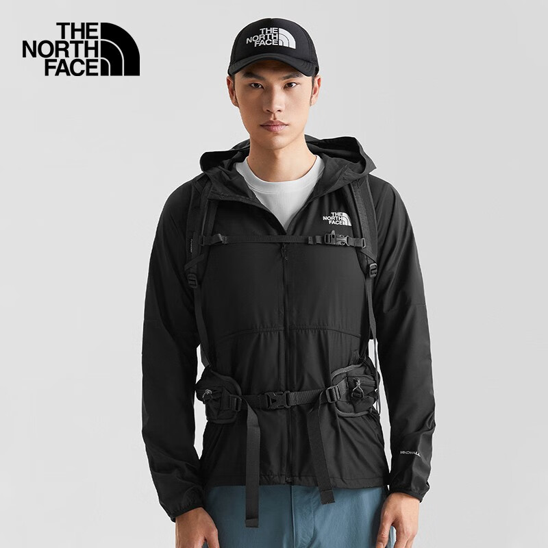 北面（The North Face）防晒衣皮肤衣男薄风衣UPF40户外防风透气连帽轻便上衣外套春季 JK3/黑色 XL/180（尺码偏小）