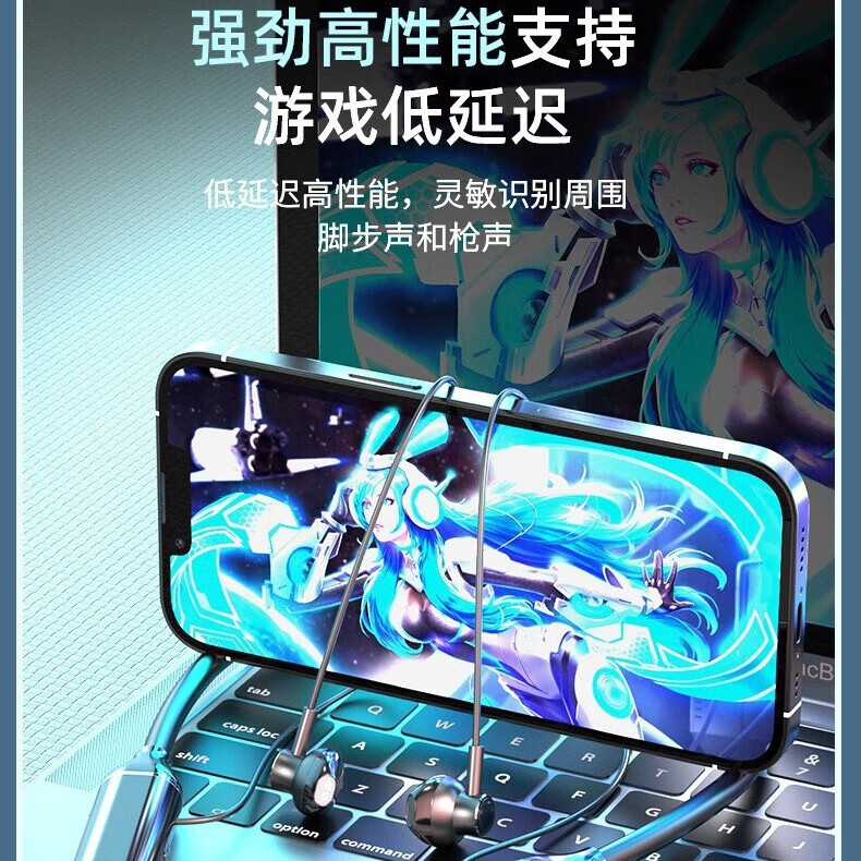 金声动音蓝牙耳机可插TF卡长续航入耳蓝牙耳机挂脖式耳机音乐蓝牙耳机自带蓝牙耳机自带耳机黑色耳机华为 粉色