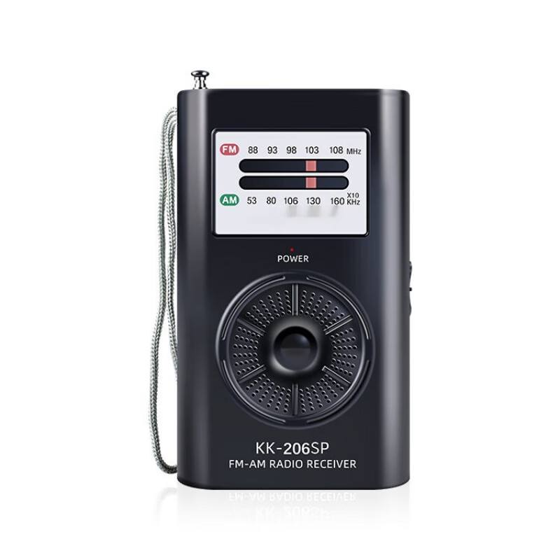 bejoy迷你便携收音机老式复古指针收音机小型多功能fm/am收音机 黑色