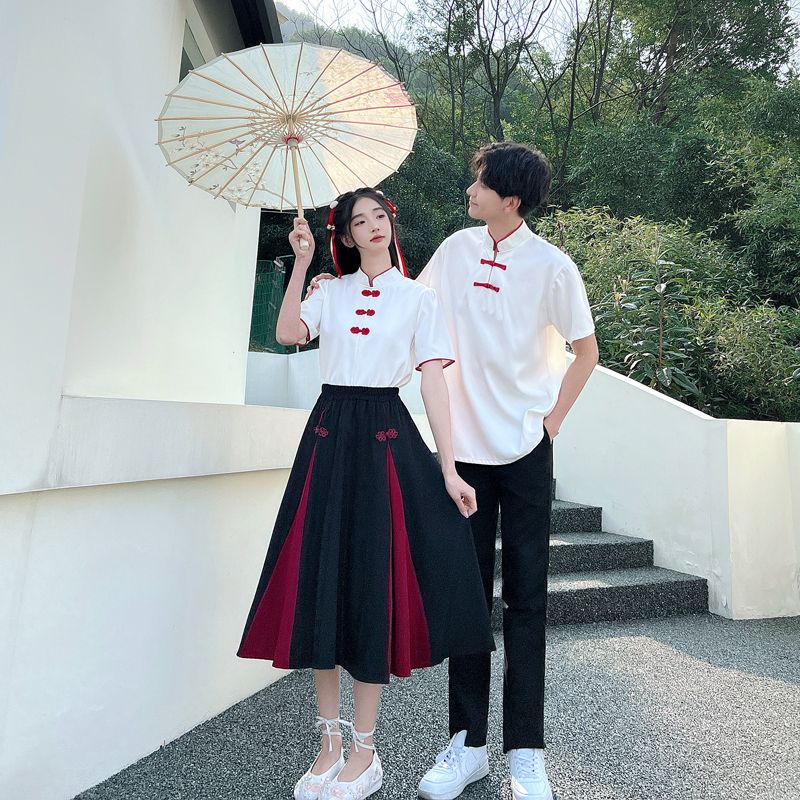 初班服毕业照学生学院风女士民国风中国风合唱比赛男女 女上衣 半身裙