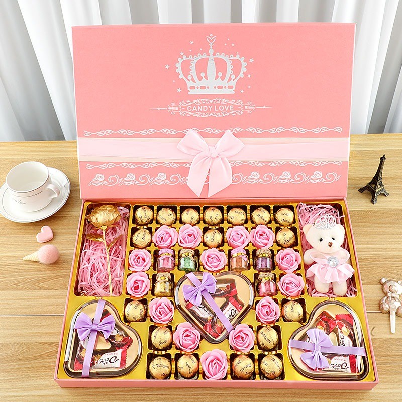 德芙（Dove）巧克力礼盒装情人妇女三八38女神节礼物学生闺蜜生日送老婆女朋友 粉色爱心巧克力礼盒礼盒装488g