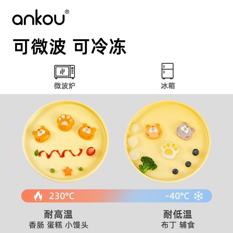 安扣宝宝辅食蒸糕模具自制婴儿蒸糕模具家用DIY烘焙硅胶模具冰格冷冻 柠檬派对(5连)