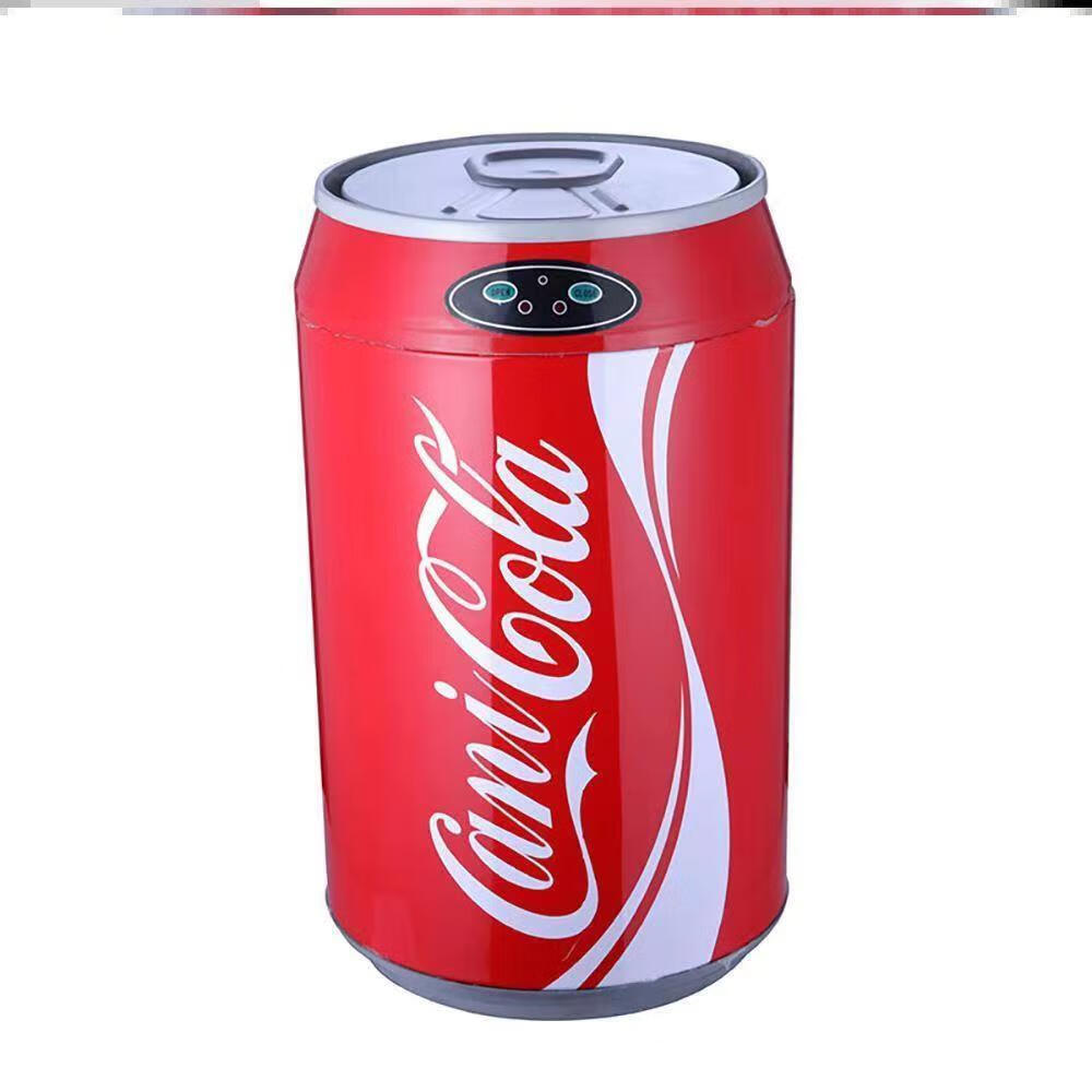 洁普欧智能感应垃圾桶可口可乐高颜值不锈钢易拉罐自动开盖家用客厅卧室 不锈钢红色 按键+感应+脚踢三模式(电池款)