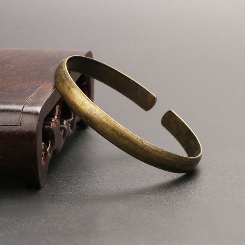 zcqbcy复古黄铜贵妃手镯女士开口铜镯子纯铜做旧古代铜饰品手环礼品