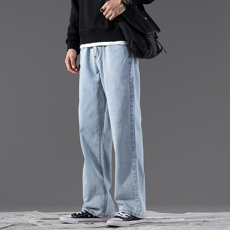 感阔腿直筒牛仔裤男宽松潮流韩版百搭老爹拖地裤裤子高个子大长腿男生