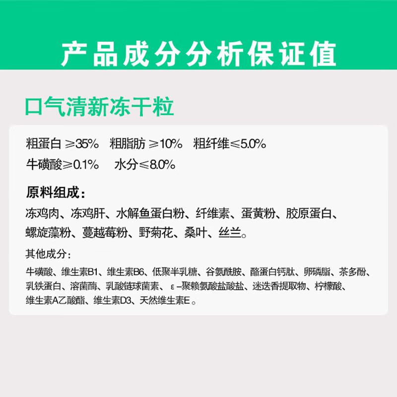 PRINTPAW临期猫犬通用宠物食品口气清新/壮骨护节冻干粒含桑叶丝兰茶多酚 口气清新冻干粒 40g*1罐