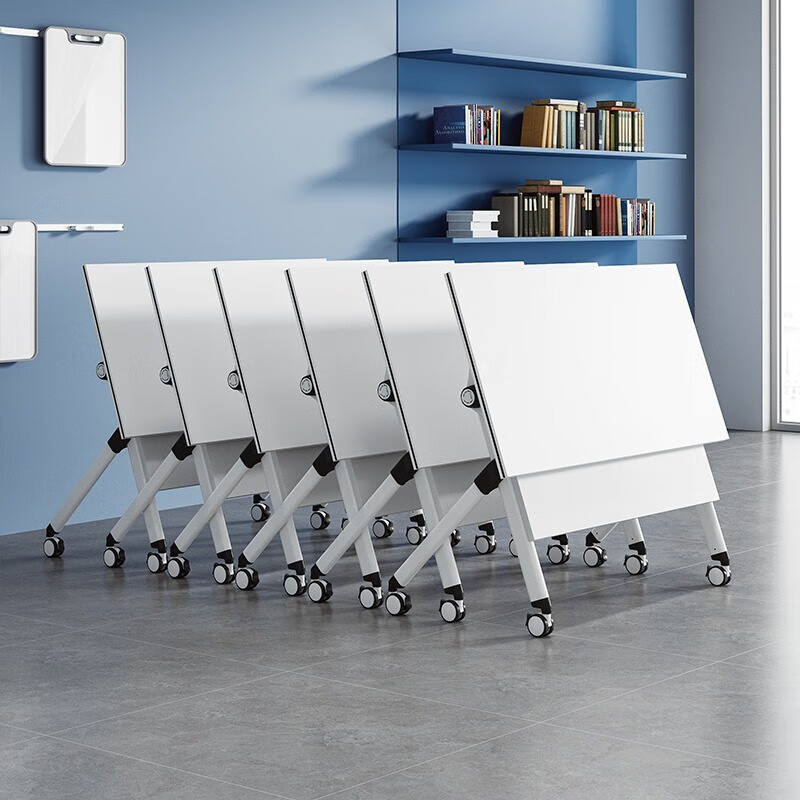 折叠桌椅会议桌可移动桌会议室条桌翻板桌 1200*400*750暖白(1张桌子) 不含椅子