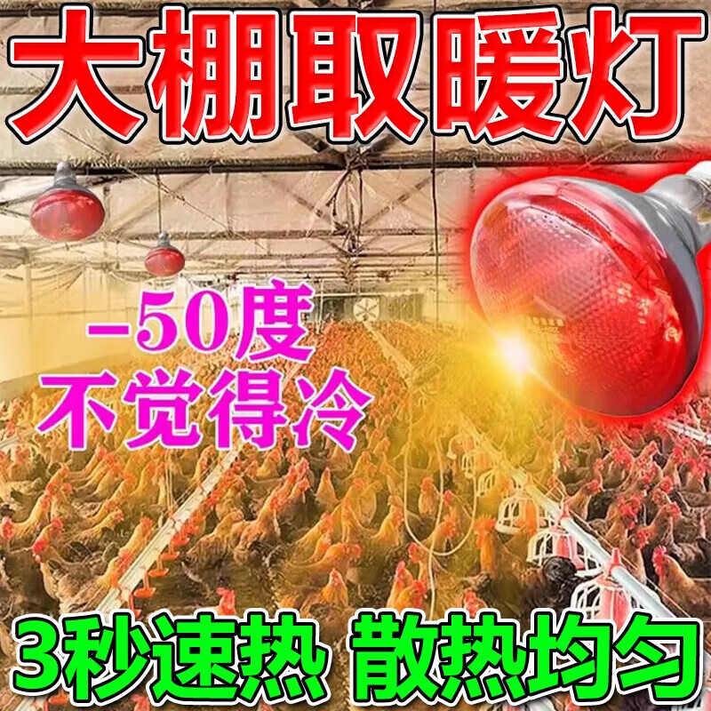 小鸡育雏烤灯取暖猪场灯泡加热猪舍冬季保暖抗寒 白色 大棚增温灯100w