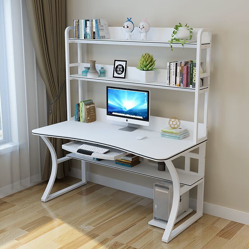 书桌书架组合一体电脑桌台式学习桌带书柜学生写字台家用办公桌子 带
