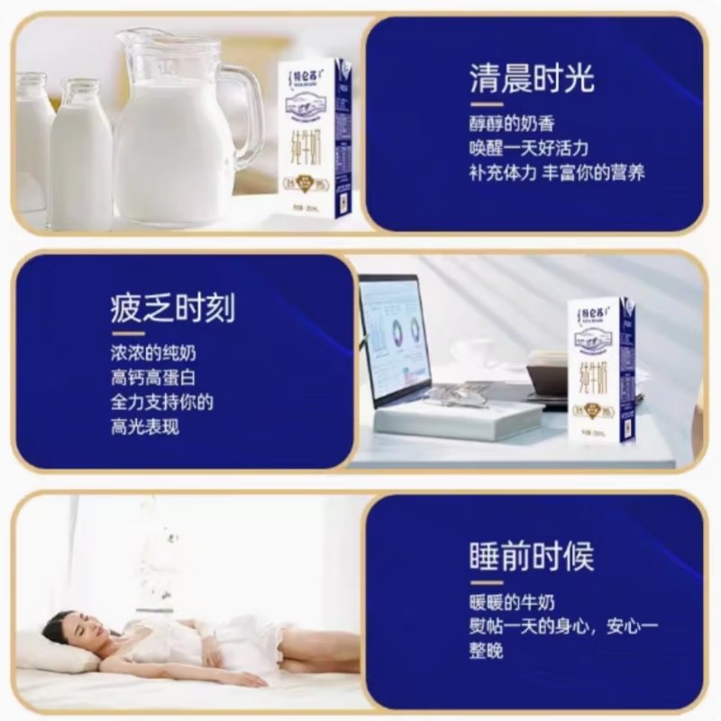 蒙牛特仑苏纯牛奶250ml*12盒整箱3.6g乳蛋白礼盒(10月到期)