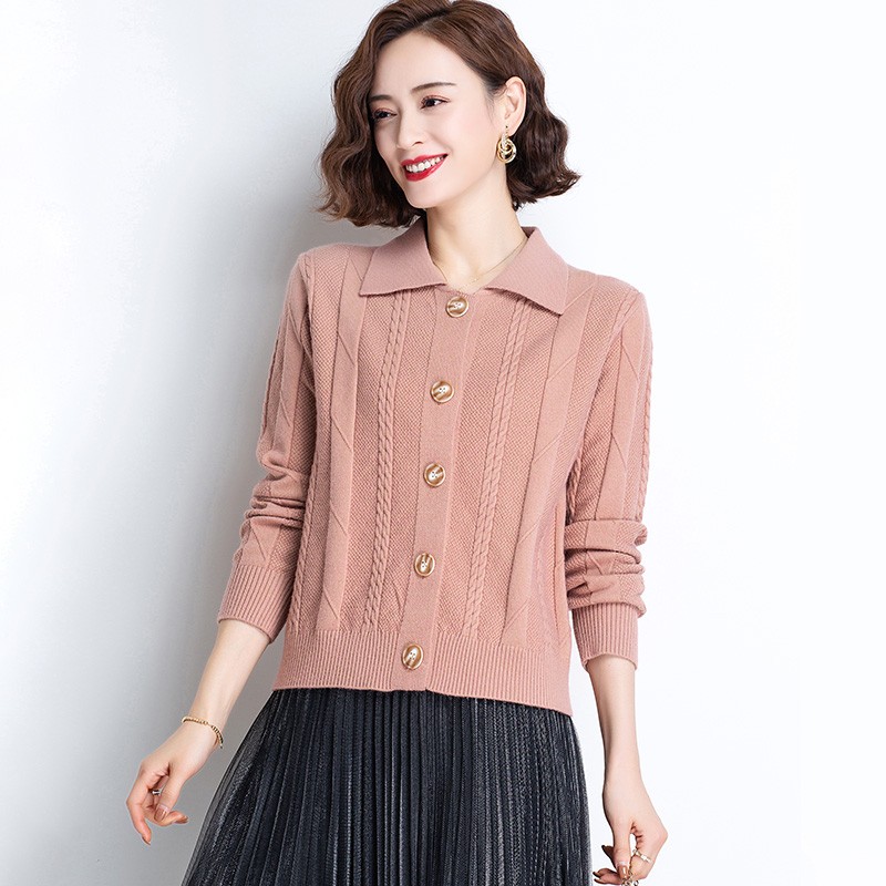 歌米拉 针织衫女开衫短款春装年新款春款女装毛衣外套外搭春秋季 皮粉