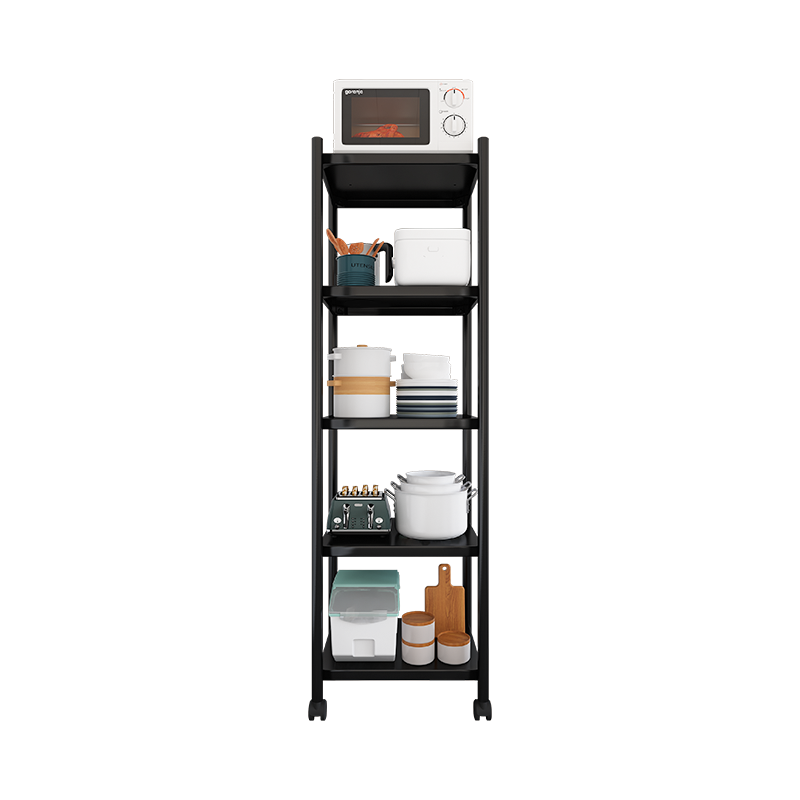 水天一方 厨房夹缝置物架落地 多层可移动多功能锅具微波炉烤箱收纳架子家用储物架 【四层加厚】长50宽40高120