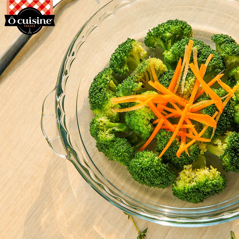 欧贵厨法国进口 耐热玻璃披萨模具微波炉烤箱专用烘培鲍鱼盘带把 带把鲍鱼碟 26cm 【10英寸】