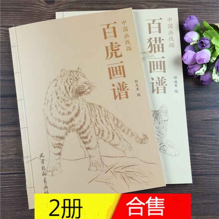 百猫画谱  百虎画谱 中国画线描白描家畜动物图集 底稿临摹范本