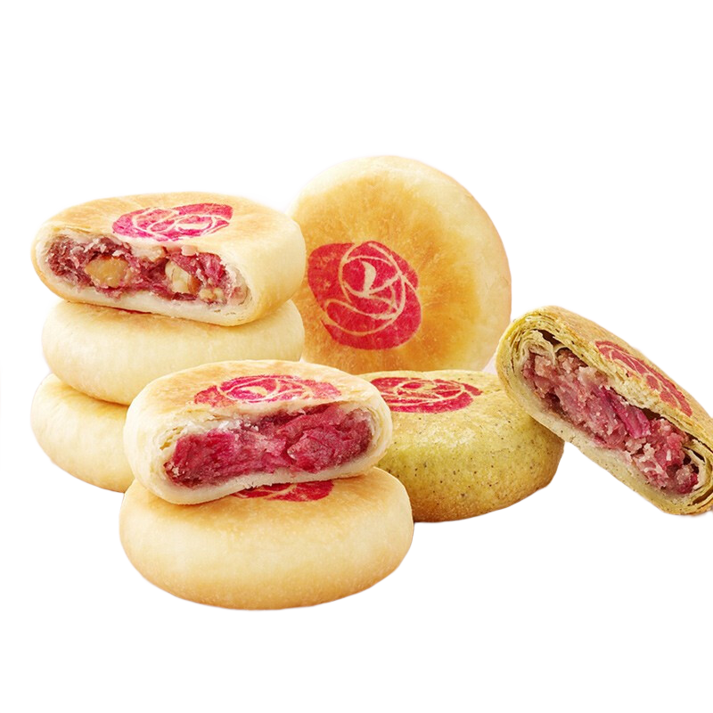 好利来玫瑰鲜花饼云南特产早餐零食小吃糕点饼干 玫瑰原味240g（6枚/盒）