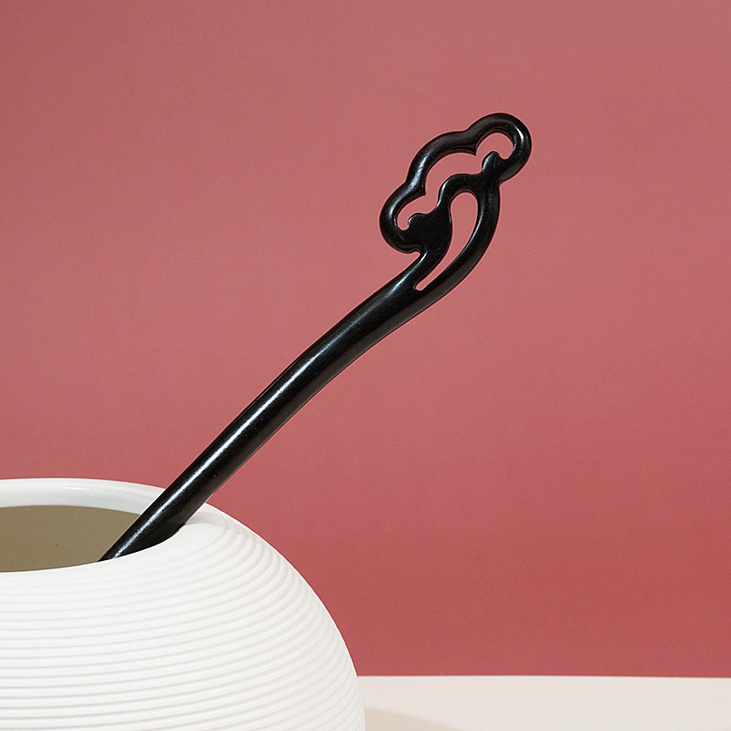 万宝资加长发簪超长黑檀木发簪盘发长发钗汉服复古风定制日常男簪子