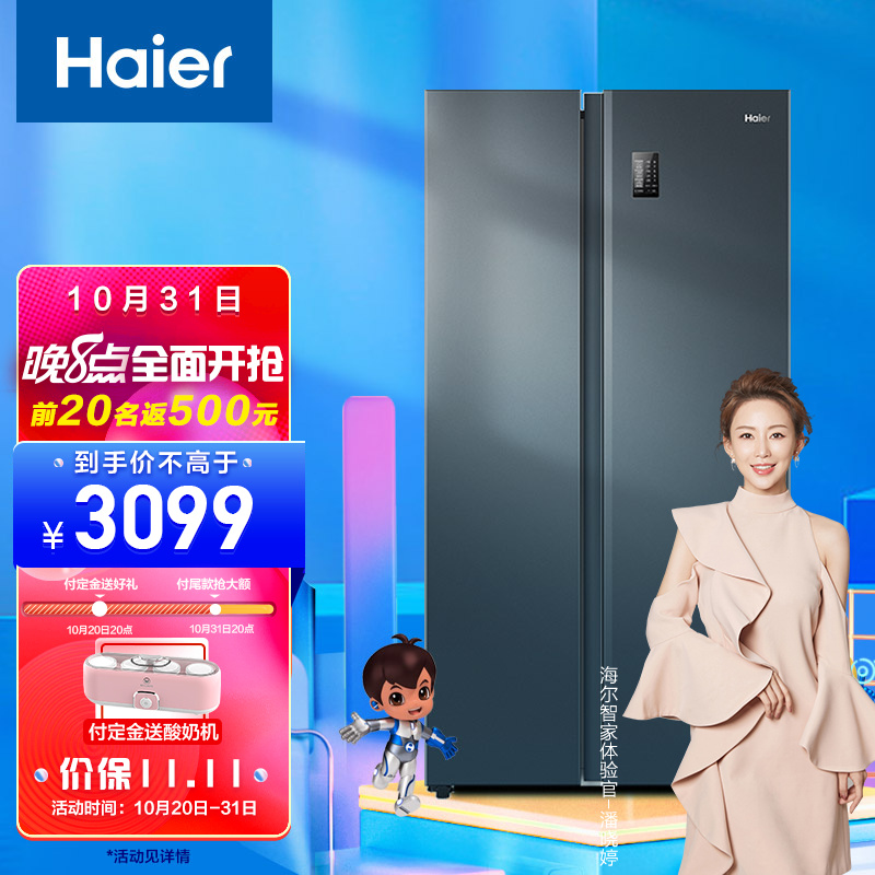 海爾（Haier）冰箱雙開門 532升對開門電冰箱 一級節能變頻 大容量家用風冷無霜 BCD-532WGHSS8EL9U1