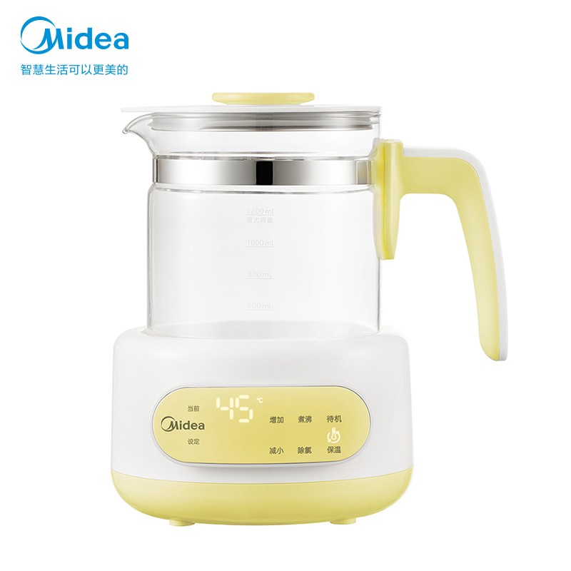 美的（Midea）婴儿恒温水壶 调奶器热奶器1.2L 多功能母婴冲泡奶粉神器养生壶带夜灯 TN105黄色