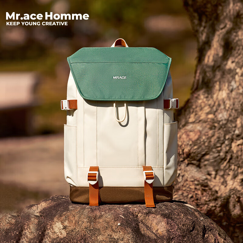 Mr.ace Homme户外双肩包女轻便大容量徒步背包大学生旅行书包男山系绿