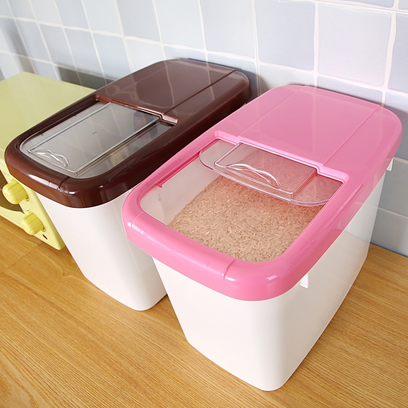 欧曙米桶塑料储米箱米缸面粉桶防虫防潮加带盖20斤10kg厨房15斤储物盒 (1个装）可装15斤