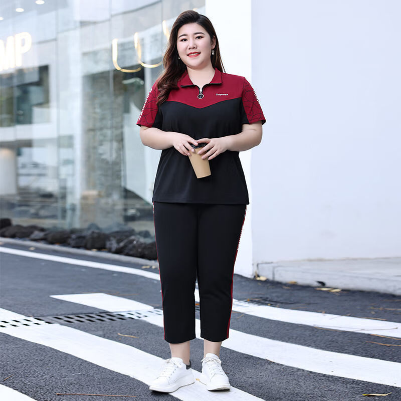 宁述大码女装女遮肚子180斤套装胖mm200-300斤休闲运动夏季时尚洋气新