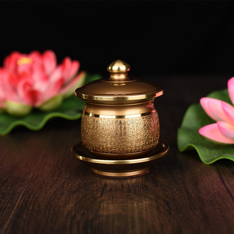 梵泽福 台湾纯铜供水杯 佛堂佛前供杯供佛圣水杯净水杯佛字心经杯佛具