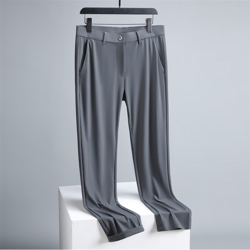 盛束夏天休闲运动裤男可以系皮带扣皮带垂感空调裤抗皱长裤子夏季薄款