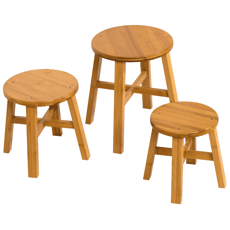 老竹匠简约室内家用小凳子客厅便捷换鞋凳楠竹小板凳组合中式木圆凳餐凳竹椅阳台户外餐桌凳-圆凳大号