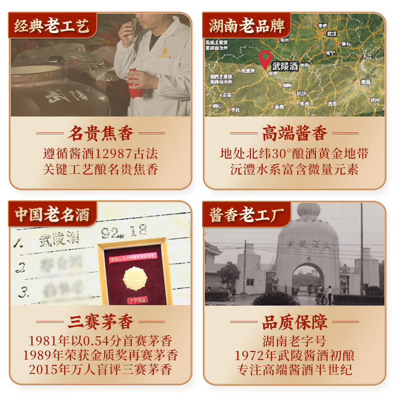 武陵酒【新品悦己】53度酱香型纯粮食白酒湖南名酒宴请送礼整箱白酒 53度 500mL 1瓶 (盒装)