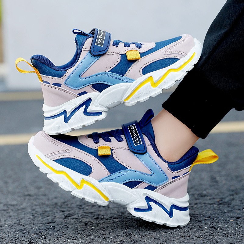 贝天熊春秋中大童鞋男童双网透气运动鞋女童网鞋小白鞋789岁小男孩皮面 BTX8938深兰【皮面】 37 内长23.3/脚22.3