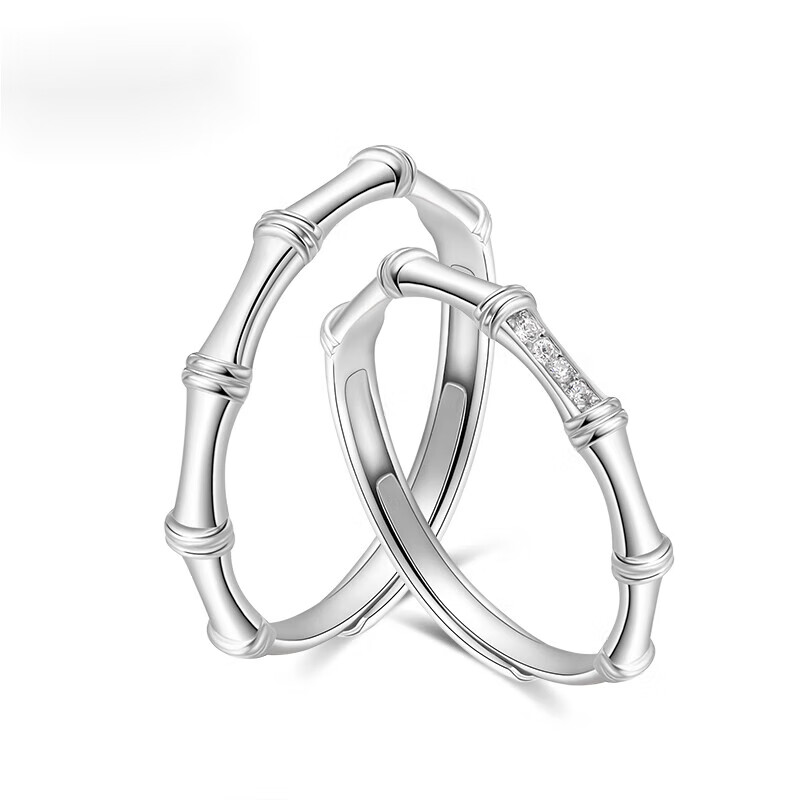 黛丝美竹节戒指情侣款开口对戒女神节礼物小众素圈指环送女友 预售20