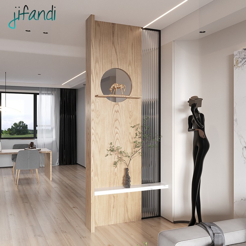 定制实木高档豪华长虹玻璃隔断墙入户屏风客厅不锈钢现代简约轻奢玄关