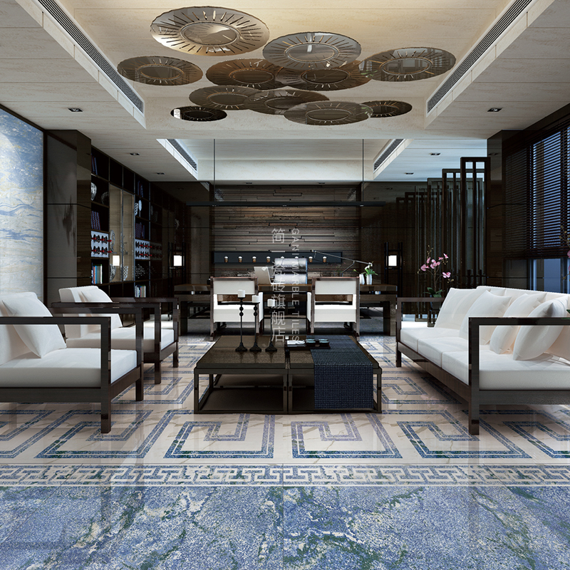 简一(gani) 简一大理石瓷砖 景泰蓝 客厅餐厅防滑耐磨地砖拼花波导线