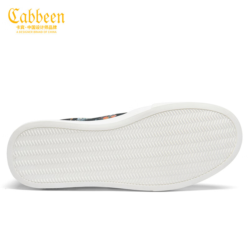 卡宾帆布鞋男鞋春季圆标印花板鞋男百搭轻奢男士休闲鞋低帮平底鞋子男 黑色 41 【=运动鞋42码】