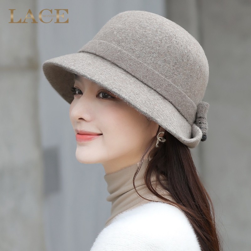 蓝诗梦戴羊毛盆帽子女秋冬渔夫帽保暖全羊毛帽蝴蝶结圆顶礼帽百搭适合圆脸 米灰色 成人均码（可调节帽围55-58cm）使用感如何?