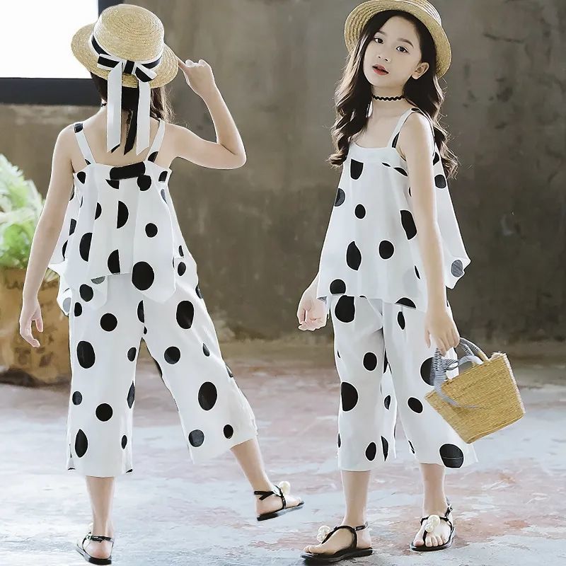 12岁女孩薄款宽松休闲外出服洋气韩版儿童小孩衣服网红时髦雪纺两件套